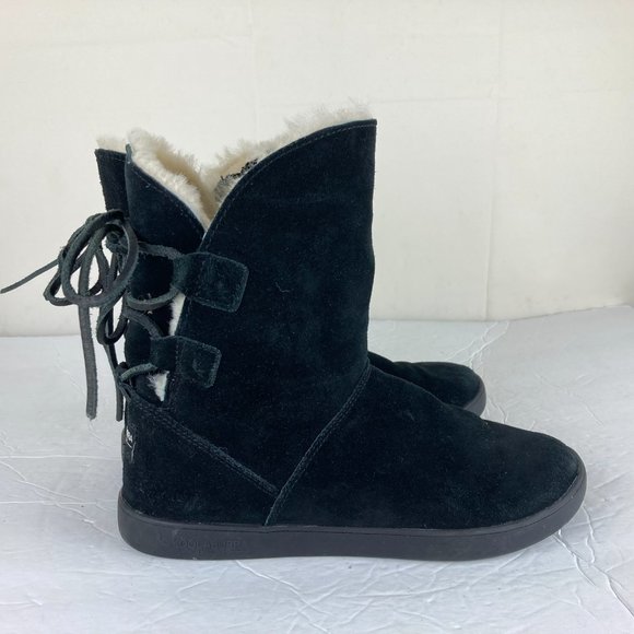 Koolaburra By UGG Womens Sz 6 Shazi Black Suede Shearling Mid Calf Boots - Picture 9 of 14
